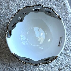 NWT 222 FIFTH White and Chrome Decorative Bowl